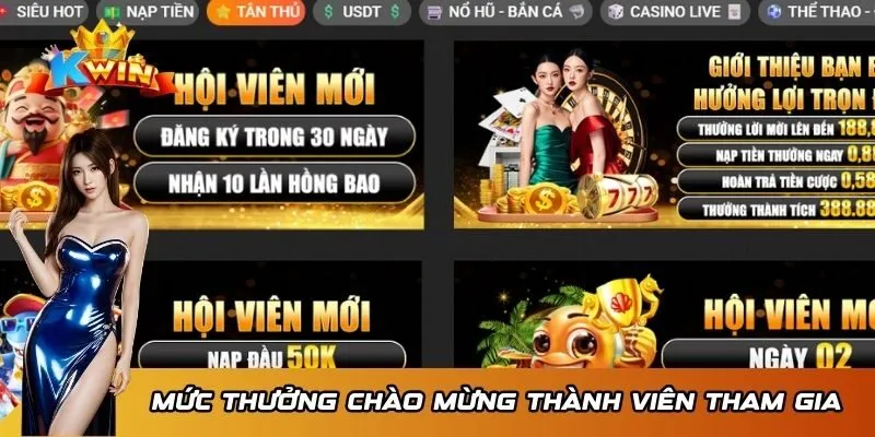 KWIN 46 Mức thưởng chào mừng thành viên mới tham gia